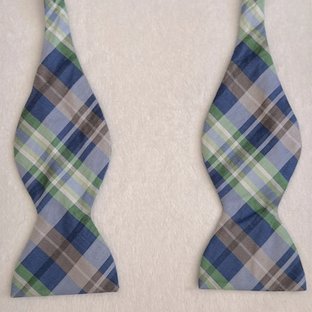 Beau Ties | Plaid Silk Bow Tie Self Tie Adjustable Hand Sewn Vermont Bow Tie - Picture 5 of 14